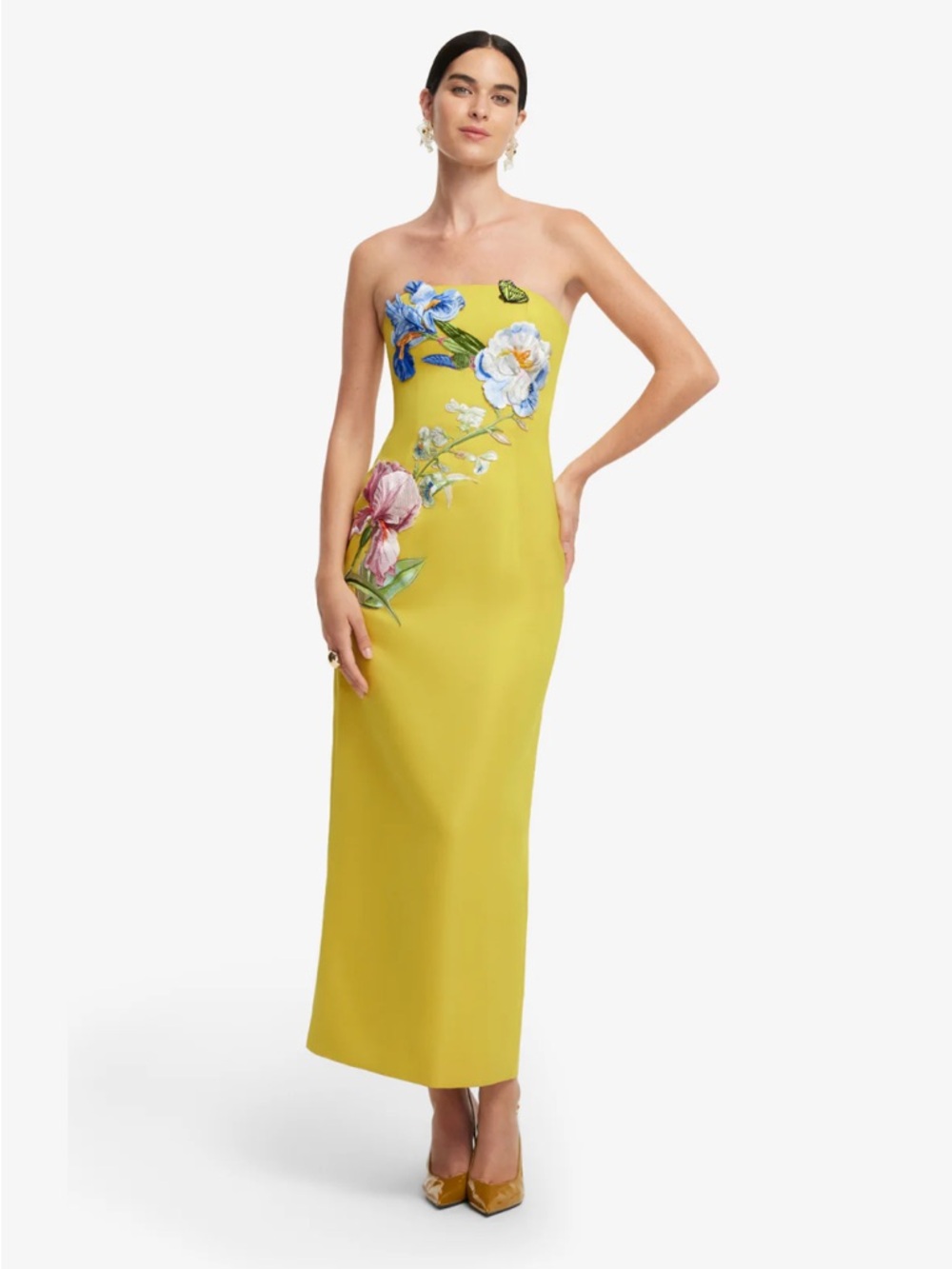 LEO LIN Rayna Appliqué Floral Strapless Maxi Dress size 4 $995